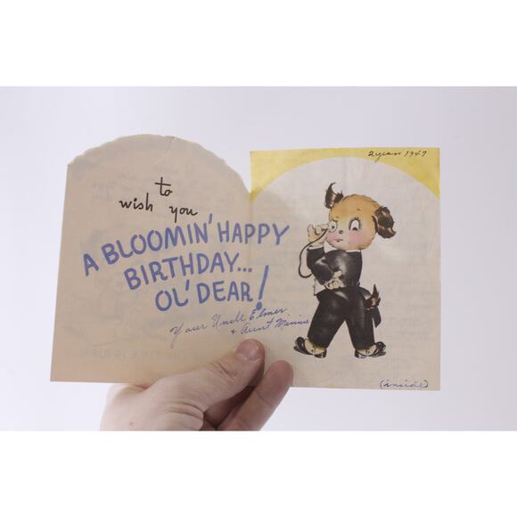 Cute Puppy Writing a Card, Birthday, Greeting Card, USED, Craft, ~ 250125-WH 97 - Picture 2 of 2